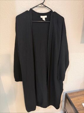 H&M Black Open-Front Long Cardigan